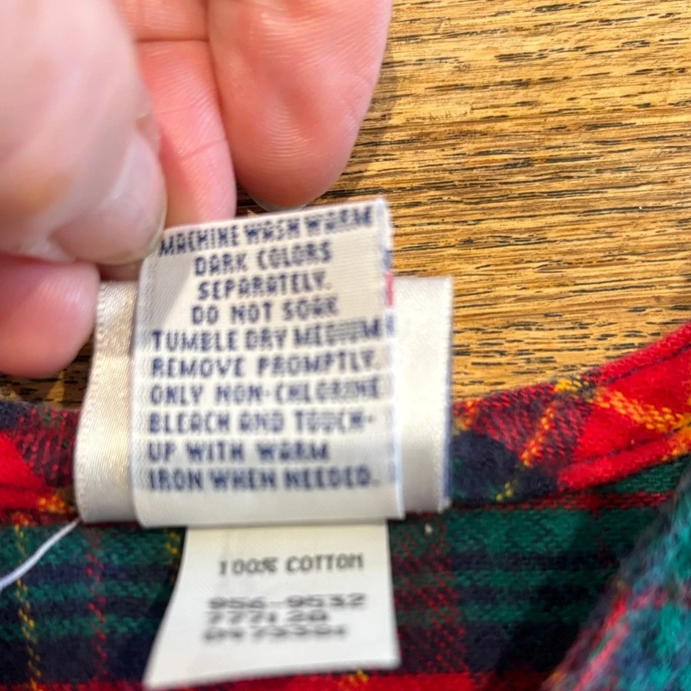 Vintage OshKosh B'gosh Flannel Red and Green Plaid Jumper Size 3T - Picture 9 of 10